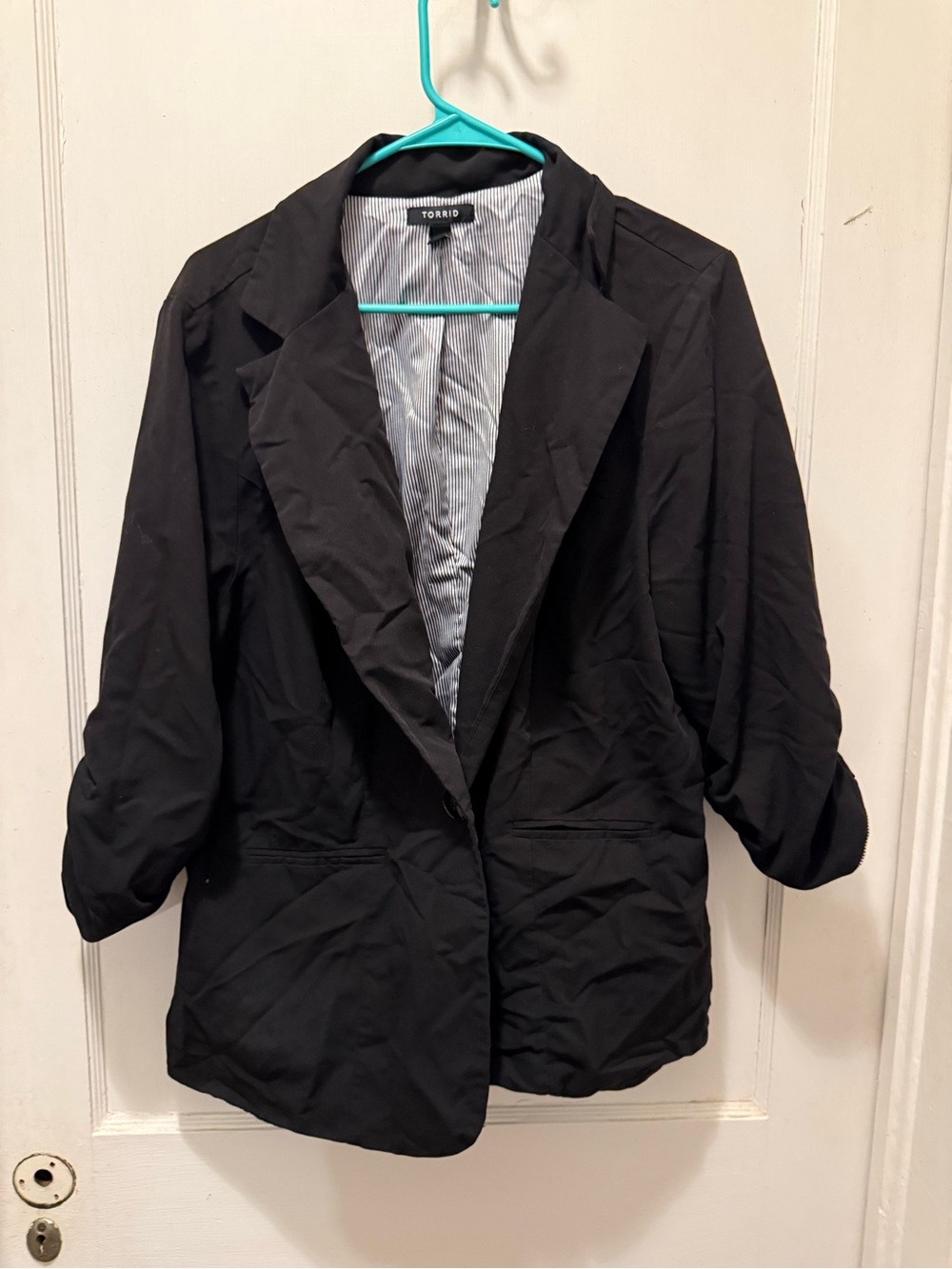 torrid Black Open-Front Blazer with Roll Cuffs